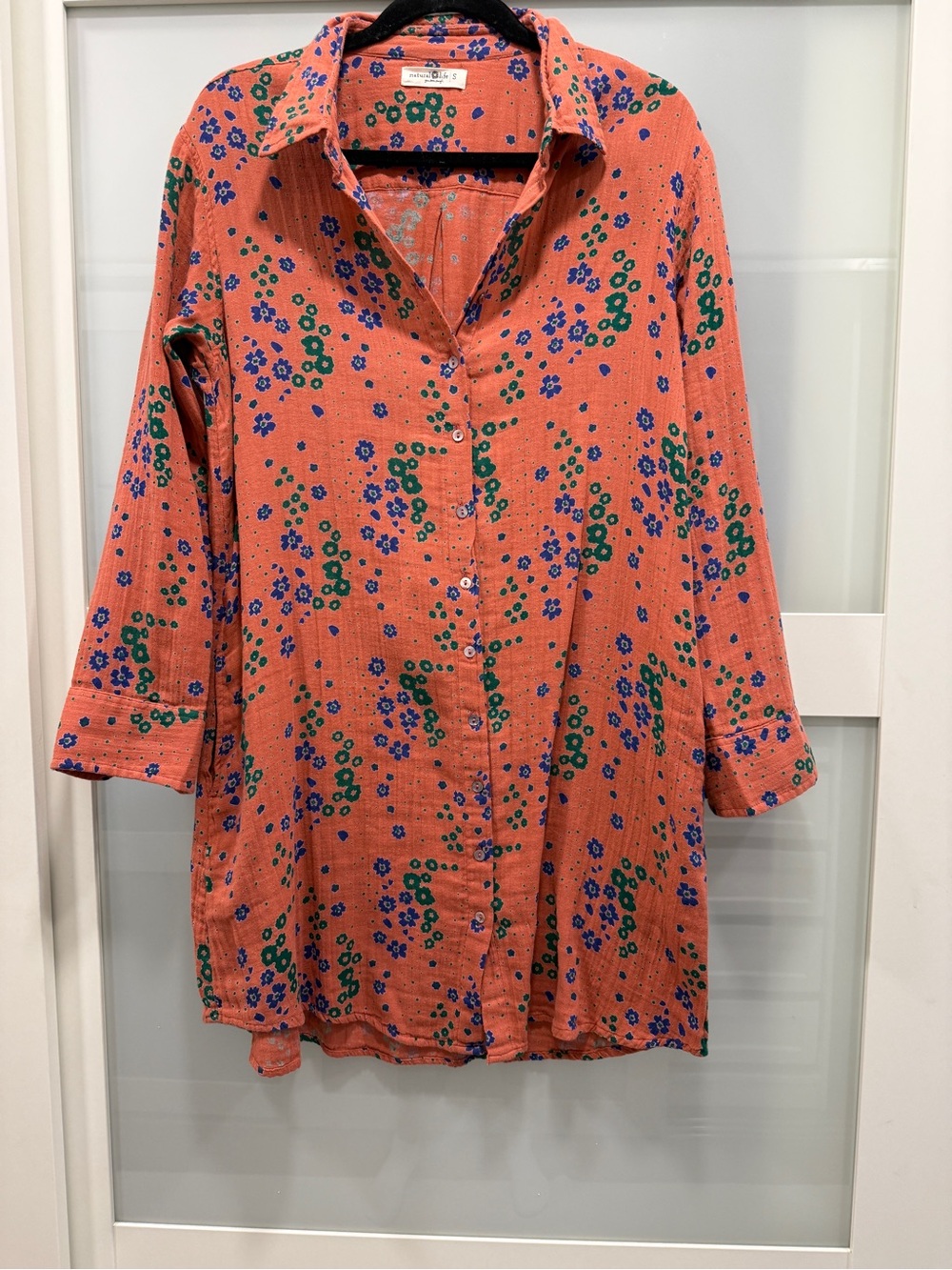 NATURAL LIFE Coral Floral Button-Down Tunic